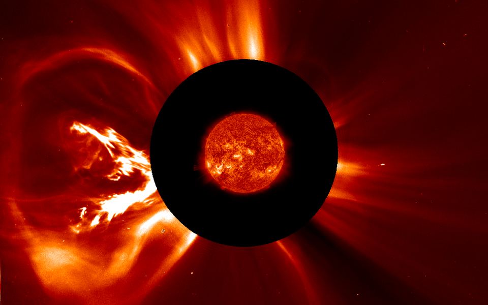 A real coronal mass ejection leaving the Sun in 2012